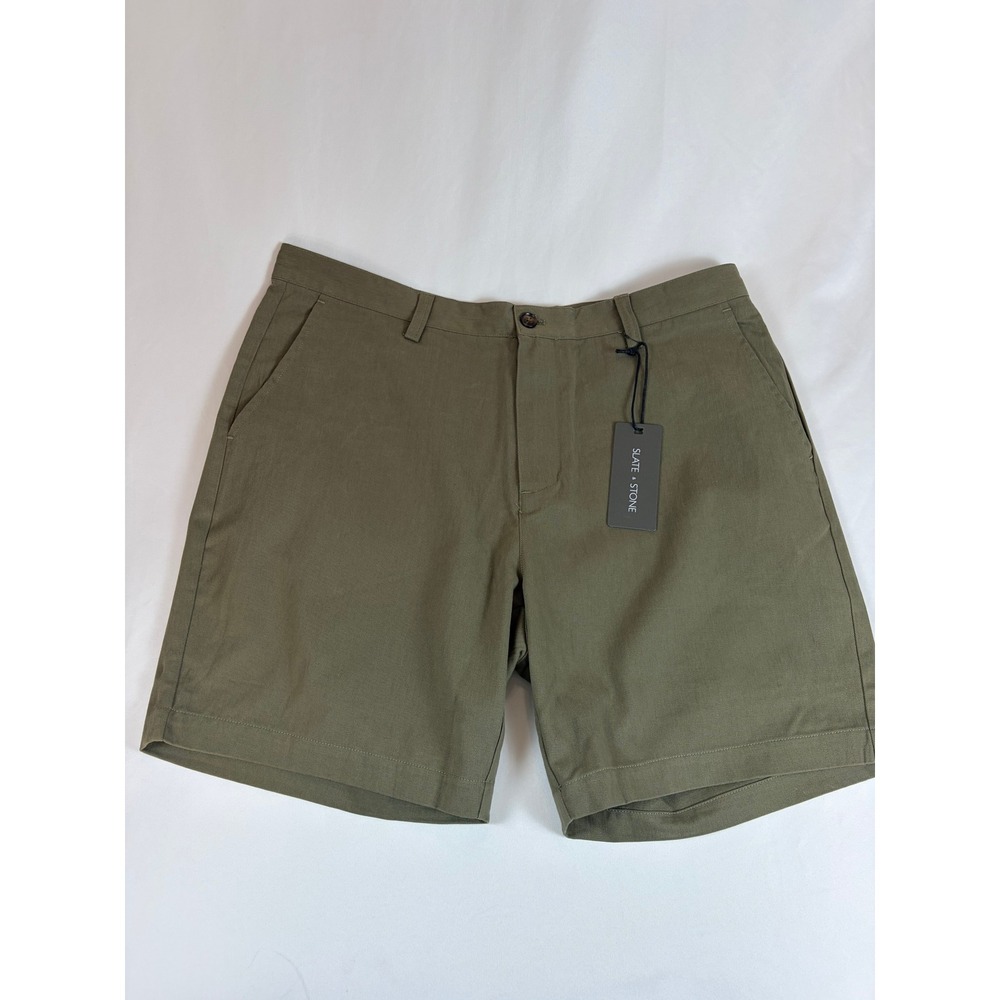 Slate & Stone Mens Olive Green 7 Cotton Twill Shorts T4SHO4005 Size 36 NWT